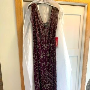 Long Adrianna Papell Wine Gown